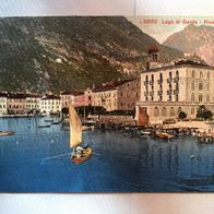Ansichtskarte Gardasee Riva Hafen gelaufen 1912 mit österr. Marken Y27u