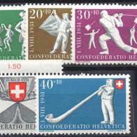 Schweiz postfrisch Pro Patria 1951 Michel 555-559