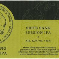 Bieretikett "Session IPA" für Siste Sang Oslo von Arendal Bryggeri Arendal Norwegen
