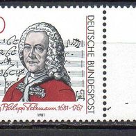 Bund BRD 1981, Mi. Nr. 1085, Georg Philipp Telemann, postfrisch #15313
