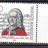 Bund BRD 1981, Mi. Nr. 1085, Georg Philipp Telemann, postfrisch #15314
