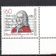 Bund BRD 1981, Mi. Nr. 1085, Georg Philipp Telemann, postfrisch Ecke #15315