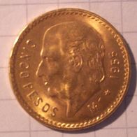 Mexiko 5 Pesos Gold, Jahrgang 1955.