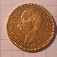 Italien 20 Lire Gold, Jahrgang 1882.