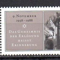 Bund BRD 1988, Mi. Nr. 1389, Novemberpogrome, postfrisch #15828