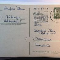 PK vorfrankiert MiNr. 350 gelaufen 13.05.1962 Tübingen - K72