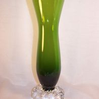 Grüne Glas Fußvase, 60/70er Jahre