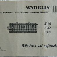 Märklin H0 Waschzettel 5146 5147 5213 1964 Schaltgleisstücke Anleitung