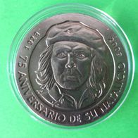 Che Guevara, 1928-1967,1 Peso Ni-Cu-Münze aus Kuba, gekapselt, sehr rar, unzirkuliert