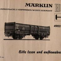 Märklin H0 Anleitung Waggon 4902 Waschzettel 1965