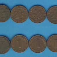 1 Pfennig 1949 D, F, G, J. Bank Deutscher Länder kompl.