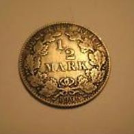1/2 MARK Deutsches Reich -1906 D . . 900er Silber . .##726