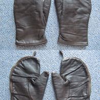 Handschuhe Fäustlinge Leder mit Reißverschluss vorne vmtl. Militär 2. WK oder POW