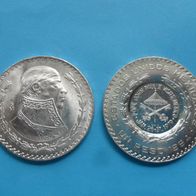 Vatikan 1979 zum Papstbesuch 1979 in Mexiko 1 Peso 1964 Silber mit Gegenstempel