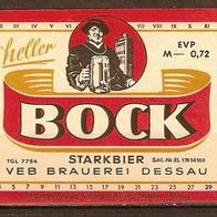 ALT ! DDR Bieretikett "Heller Bock" VEB Brauerei Dessau † 1994 Sachsen-Anhalt