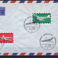 BRD / Bund 1969 50 Jahre deutscher Luftpostverkehr MiNr. 576 - 577 gestempelt Brief 1