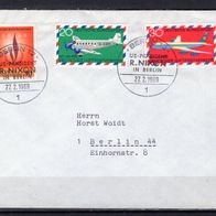 BRD / Bund 1969 50 Jahre deutscher Luftpostverkehr MiNr. 576 - 577 gestempelt Brief 3