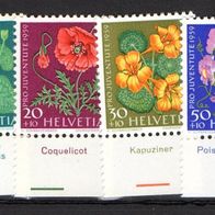 Schweiz postfrisch Juventute mit Tabs RAR Michel Nr. 688-91