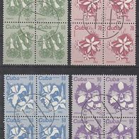 BM048) Kuba Mi. Nr. 2810/3 gest. Viererblöcke Blüten