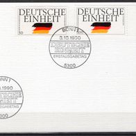 BRD / Bund 1990 Deutsche Einheit MiNr. 1477 - 1478 FDC Stempelkarte