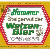 ALT ! Bieretikett "Steigerwälder Weizen-Bier" Hümmer Bräu † 1983 Dingolshausen