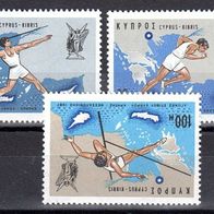 Zypern 1967 Mi. 295-297 * * Leichtathletik-Spiele Postfrsich (pü3177)