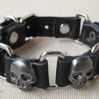 NEU: Leder Armband Totenkopf schwarz unisex Skull Armschmuck Biker Gothic Punk