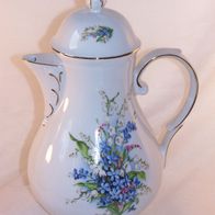 Kahla Porzellan Kaffeekanne, Modell " Rosella ", Dekor " Frühlingsblumen " - 60er J.
