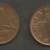Münze Schweiz: 2 Rappen 1966