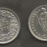 Münze Schweiz: 1/2 - 0.5 Franken 1971