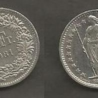Münze Schweiz: 1/2 - 0.5 Franken 1981