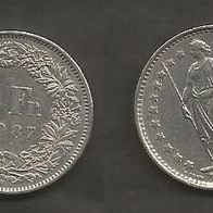 Münze Schweiz: 1 Franken 1987