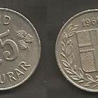 Münze Island: 25 Aurar 1966