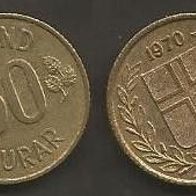 Münze Island: 50 Aurar 1970