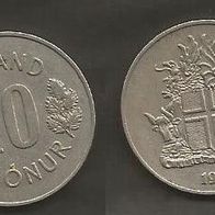 Münze Island: 10 Kronur 1971