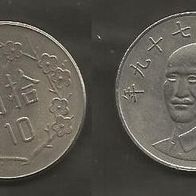 Münze Taiwan:10 Yuan 1975
