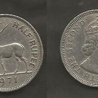 Münze Mauritius: 0,50 oder 1/2 Rupee 1971
