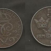 Münze Alt - Schweden: 5 Öre 1949