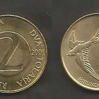 Münze Slowenien: 2 Tolar 2001