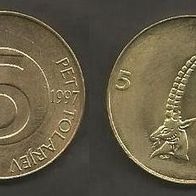 Münze Slowenien: 5 Tolar 1997