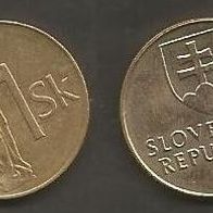 Münze Slowakei: 1 Korun 1993
