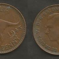 Münze Australien: 1 Penny 1943