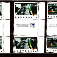 Australien 357 Mi 1311 - 1313 postfr., drei Zus.-drucke mit Zierfeld Barcelona