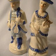 Puppen Figuren Barrockes Paar Keramik blau goldfarben ca 18 Höhe