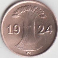 Deutsches Reich 1 Pfennig 1924 G Reich aus dem Umlauf