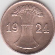 Deutsches Reich 1 Pfennig 1924 J aus dem Umlauf