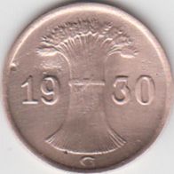 Deutsches Reich 1 Pfennig 1930 G aus dem Umlauf