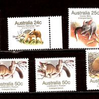 Australien 287 Mi 754 A - 759 A postfrisch, bedrohte Tiere