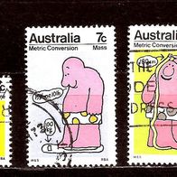 Australien 252 Mi 513 - 516 gest., Einführung des metrischen Systems