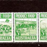 Australien 228 Mi 223 - 225 postfr., Landwirtschaft Zus.-druck mit Falzspuren
